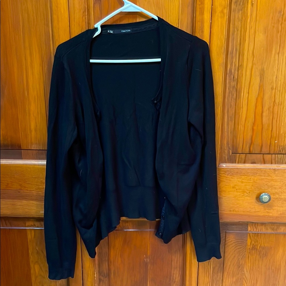 F&F Black Cardigan Sweater Lightweight Knit